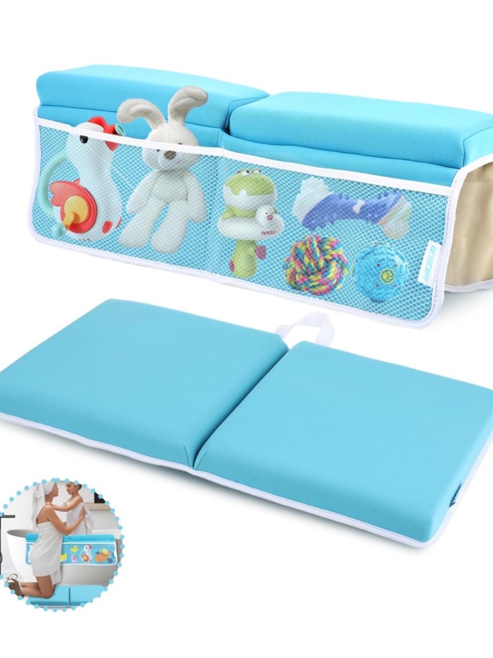Kids Bath Toy Organizer and Bath Kneeler